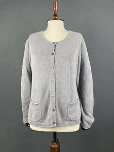 Gudrun Sjoden Strickjacke Pullover Damen Größe L grau Baumwolle Langarm Knopf - Bild 1 von 15