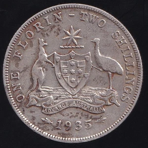 Australia 1935 One Florin 2/- George V - F/VF - Picture 1 of 3