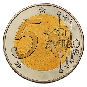 UNION OF NORTH AMERICA 5 AMERO ND ILUMINATI PYRAMID BIMETALLIC UNC - Picture 1 of 4