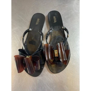 Melissa Jelly Sweet mit Schleife Flip Flops Größe 7 braun schwarz - Bild 1 von 6