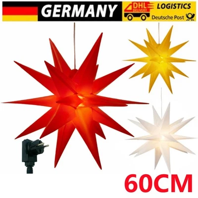 60cm 3D Leuchtstern Fenster Weihnachtsstern beleuchtet LED Stern zum Aufhängen - Bild 1 von 4