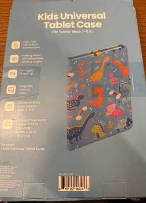 Kids Universal Tablet Case, Fits Tablet Sizes 7-11" Blue Dino, NIB - Image 1 of 4