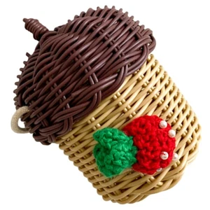Mini Bolso de Paja Niña Niño Elegante Bandolera Ratán Cesta en Forma de Tuerca - Imagen 1 de 12