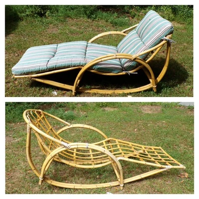 复古中世纪摇摆竹躺椅长椅露台家具  — 第 1/4 张图片
