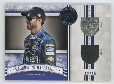 Jimmie Johnson 2012 Press Pass Fanfare Magnificent Materials Blue /50 Firesuit - Image 1 of 3