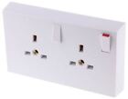 Rs Pro White 2 Gang Switched Electrical Socket, Type G - British, 13A, Surface M