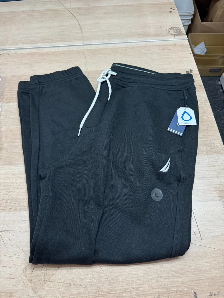 Calça de moletom masculina Nautica preta verdadeira âncora KR4792 tamanho grande - Imagem 1 de 4