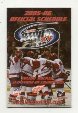 Toledo Storm Hockey 2005-2006 Detroit Red Wings Affiliate Pocket Schedule Cover