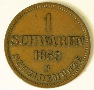 OLDENBURG 1 Schwaren 1859 B - Copper - Nicolaus Friedrich Peter - aUNC - 428 - Picture 1 of 2