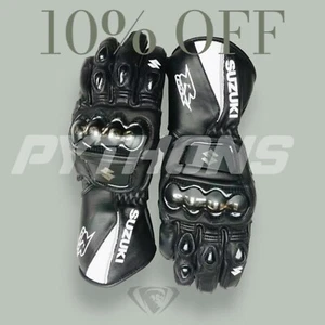 Suzuki GSXR Motorcycle Motorbike Racing Leather Gloves Pythons Racing Gants - Picture 1 of 2