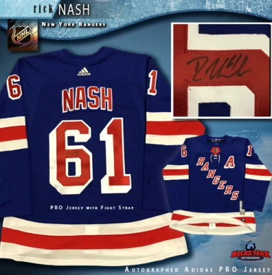 Camiseta deportiva Adidas PRO azul firmada por RICK NASH de los New York Rangers Foto 1 de 2