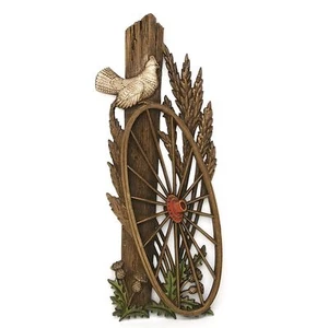 Vintage 1972 21" Recinzione Post Quaglia Bird Wagon Ruota Country Hunt Appeso a Parete 3D 398B - Foto 1 di 9