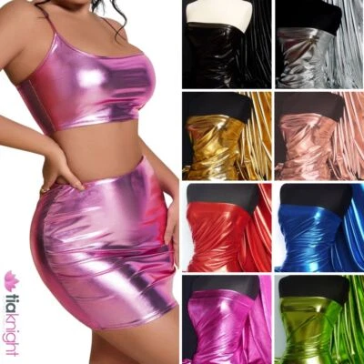 Mirror Foil Wet Look Stretch Metallic Dressmaking Fabric- NG253 By Tia Knight - Image 1 of 4