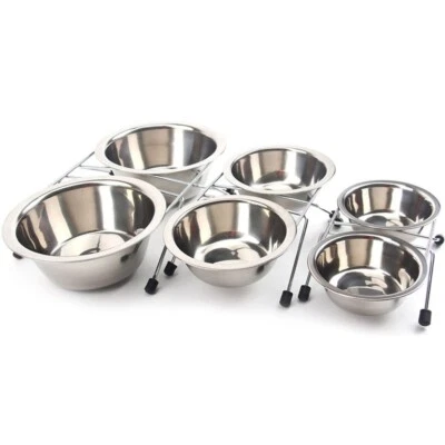 CIOTOLA DOPPIA MANGIATOIA PER ANIMALI CIOTOLE IN ACCIAIO SCODELLE CANI E GATTI - Immagine 1 di 4