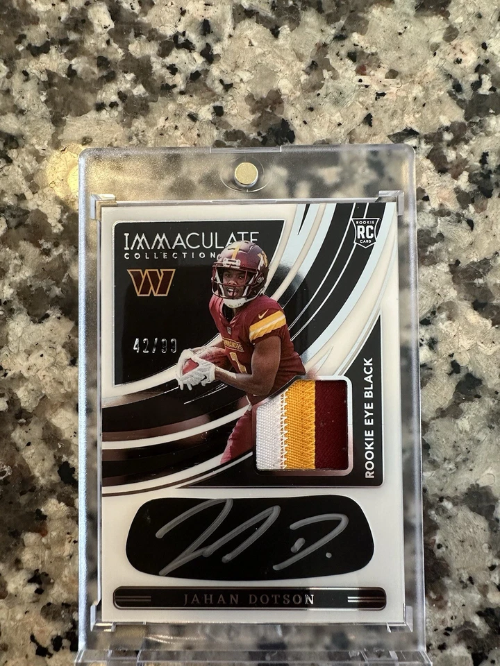 2022 immaculate eye black auto jahan dotson 42/99 three color patch  - Image 1 of 3