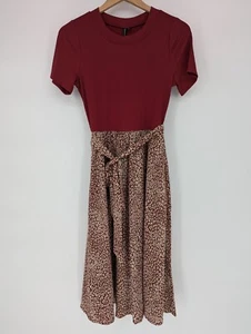 Zattcas Ribbed Midi Dress for Women Work Teacher Dress with Sleeve Red S - Picture 1 of 4