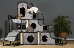 PREVUE PET PRODUCTS CATVILLE TOWER-GREY PRINT-FREE SHIPPING IN THE U.S. - Picture 1 of 10