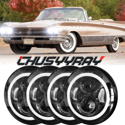 Faros Halo DRL Hi/Lo 4 un. para Buick Electra Wildcat 5.75" 5-3/4" pulgadas Foto 1 de 4