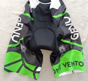 GFNY Mont Ventoux SMS Santini mens Black Green Padded cycling bib shorts size M - Picture 1 of 10