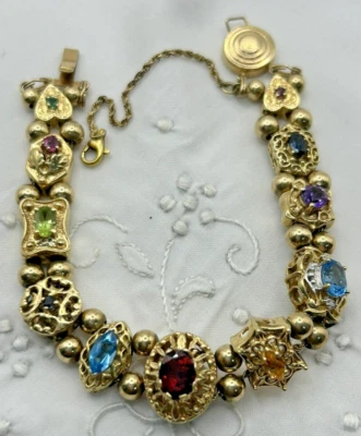 Vintage 10K Richard Klein Victorian Revival Slide Bracelet 7.5" Long w/Safety - Image 1 of 4