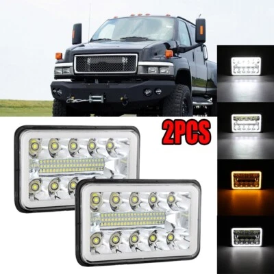 2pcs 4x6" LED Headlights Hi/Lo 500W For Chevrolet C10 C20 Suburban C30 Camaro - Image 1 of 4