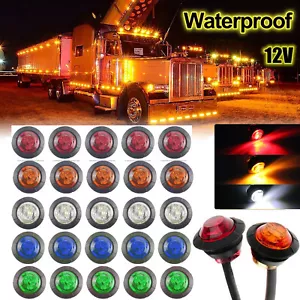 3/4" 12V Marker Lights LED Truck Trailer Round Side Bullet Light Amber Red Lamps - Bild 1 von 29