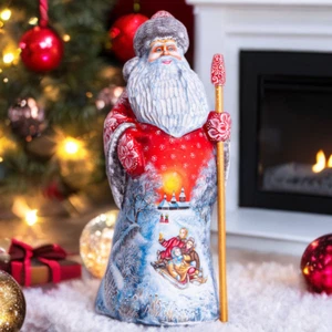 Wooden Carved Santa Claus figurine 12.9", Christmas Holiday Home decor indoor - Picture 1 of 15