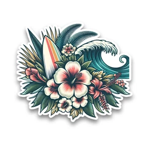 Surf Board Surfing Beach Waves Vinyl Sticker Decal Car Scrapbook 100x86mm - Picture 1 of 1