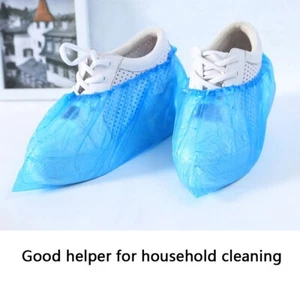 INTBUYING® 100 Pieces of Disposable Plastic Shoe Covers Portable Multipurpose - Bild 1 von 6