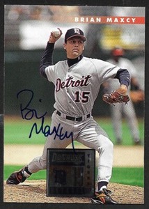 1995 DONRUSS #213  Brian Maxcy  DETROIT TIGERS  SIGNED AUTOGRAPH AUTO COA