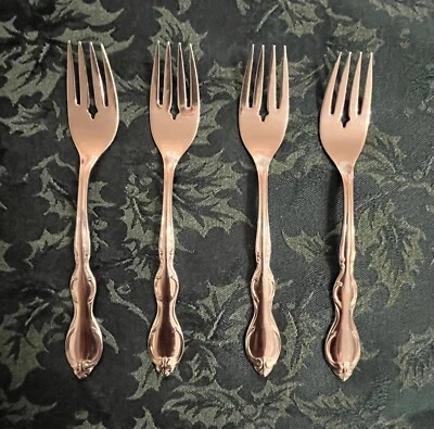 De colección 1847 Rogers Bros COTILLION 4 tenedores de ensalada cubiertos de acero inoxidable años 70 Foto 1 de 4