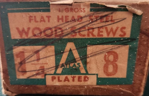 Antique/Vintage (144) Flat Head Steel Plated Wood Screws 1 1/4" #8 New Old Stock Cover