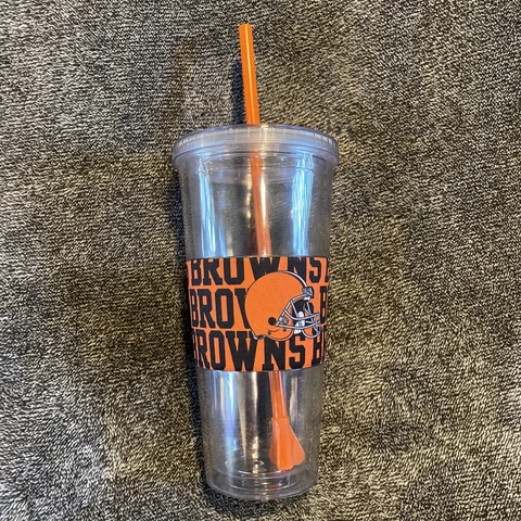 NFL Cleveland Browns Mug 24 oz Cup Durable Clear Plastic Browns Cup Mug Cover