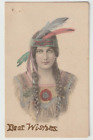 Schlesinger Bros Beautiful American Indian Woman Indigenous c1911 Postcard