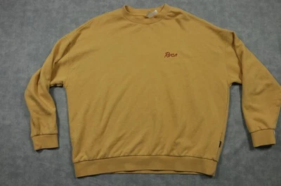 Sudadera RVCA Para Hombre Mediana Amarillo Mostaza Cuello Redondo Pullover Logo Bordado Foto 1 de 4