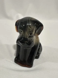Vintage Boyd schwarz mit Karamellwirbeln Pooche Schlacke Glas Hund 3 1/4" - Bild 1 von 6