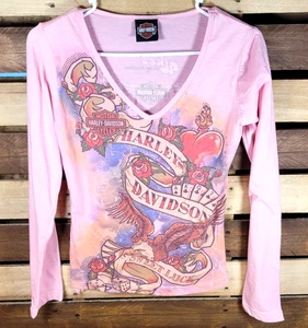 Uke's Harley Davidson Kenosha, WI Langarm Grafik Logo Shirt Damen Gr. M - Bild 1 von 7