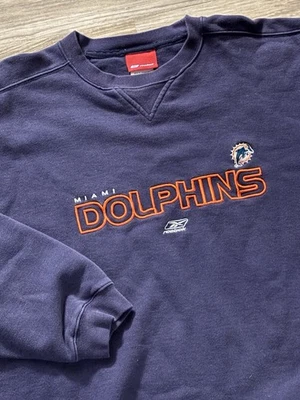 Sudadera De Colección Reebok NFL Miami Dolphins Logo Bordado Para Hombres XL Azul Marino Foto 1 de 4