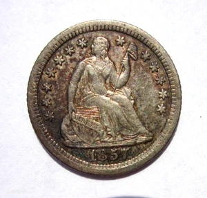 1857-O SEATED LIBERTY HALF DIME 5C CENT NEW ORLEANS MINT NICE HIGH GRADE COIN - Picture 1 of 2