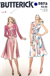 Vintage Butterick Pattern 3573 Misses Retro Dress & Jacket Sizes 8-10-12 UNCUT - Picture 1 of 2