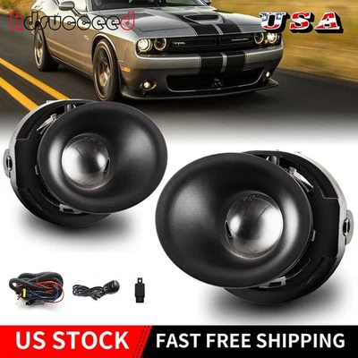 For 2016-2022 Dodge Challenger Lamps+Wiring+Switch Kit Clear Lens PAIR Fog Light - Image 1 of 4