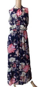 NWT Bobbie Lee sz 10 navy coral floral sleeveless maxi dress - Picture 1 of 12