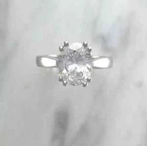 2.50 Ct Oval Cut Real Moissanite Solitaire Wedding Ring 925 Sterling Silver - Picture 1 of 8
