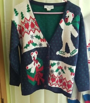 Vintage Cabin Creek Size Small Ugly Christmas Sweater W/ Teddy Bear Graphics  - Изображение 1 из 4