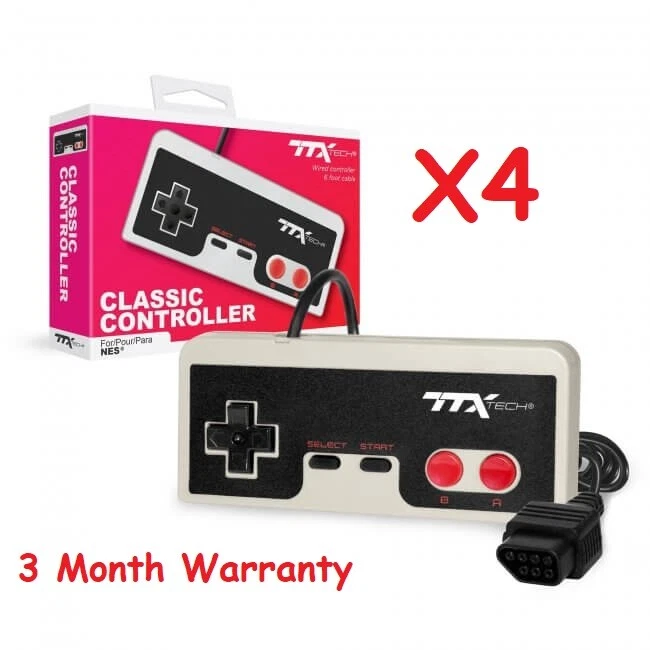 Lote de 4 controladores NES con cable de 8 bits color clásico Foto 1 de 2