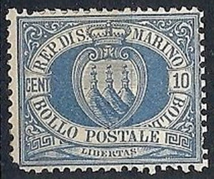 1877-90 SAN MARINO STEMMA 10 CENT SENZA GOMMA - RR10502 - Foto 1 di 1