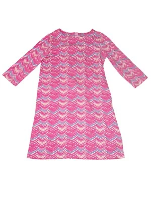 Vineyard Vines Girls Watercolor Whale Tail Tunic Dress Pink Sherbet Size Large - Image 1 of 4