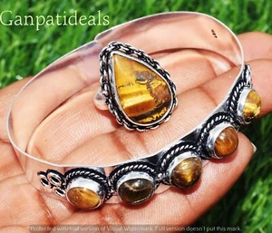 Tiger Eye Mix Shape 2pcs Combo Set 925 Silver Plated Wholesale Lot Jewelry  - Picture 1 of 3