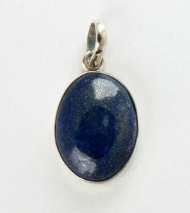 Lapis-Lazuli Anhänger Edelstein 925 Silber Schmuck Dunkel blau Oval Geschenk Neu - Bild 1 von 3