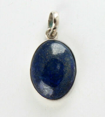 Lapis-Lazuli Rimorchio Preziose 925 Argento Gioiello Scuro Blu Ovale Regalo Neu - Immagine 1 di 3